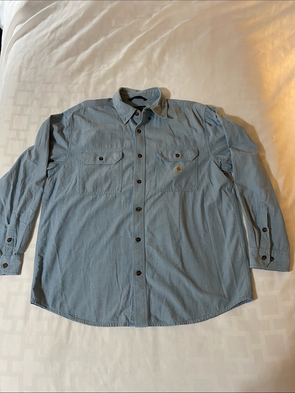 Carhartt Light Blue Denim-Style Long Sleeve Work Shirt